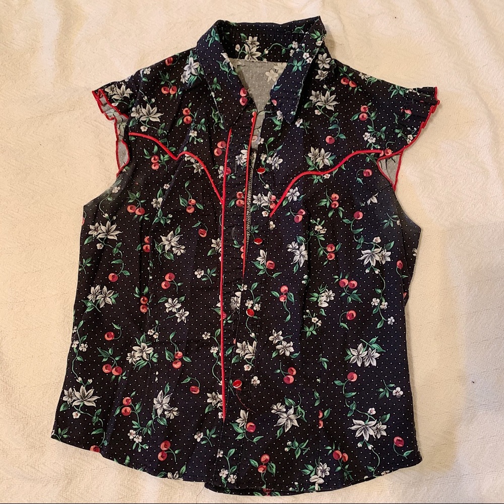 Vintage Handmade Strawberry Cotton Blouse